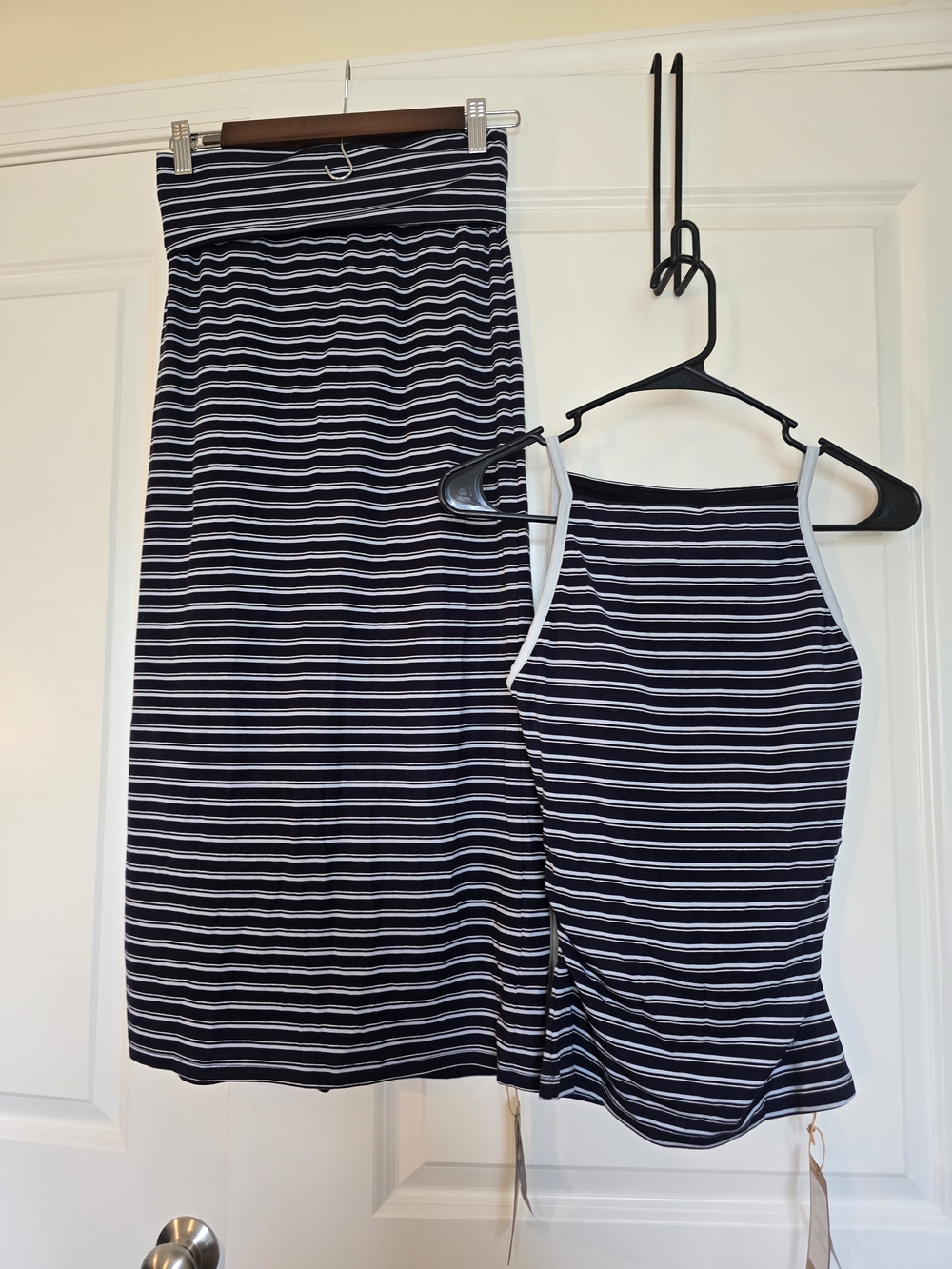 OGL 2Pcs Set Striped Spaghetti Bra Top & Low Rise Striped Midi Skirt - Picture 5 of 12